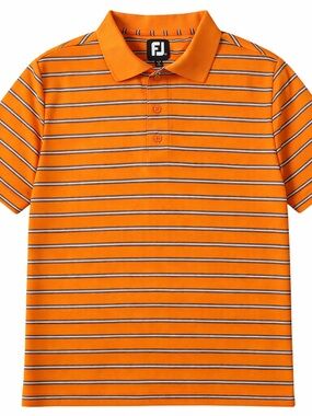 FootJoy Orange Striped Golf Polo Conomo Point Club Logo Size L
